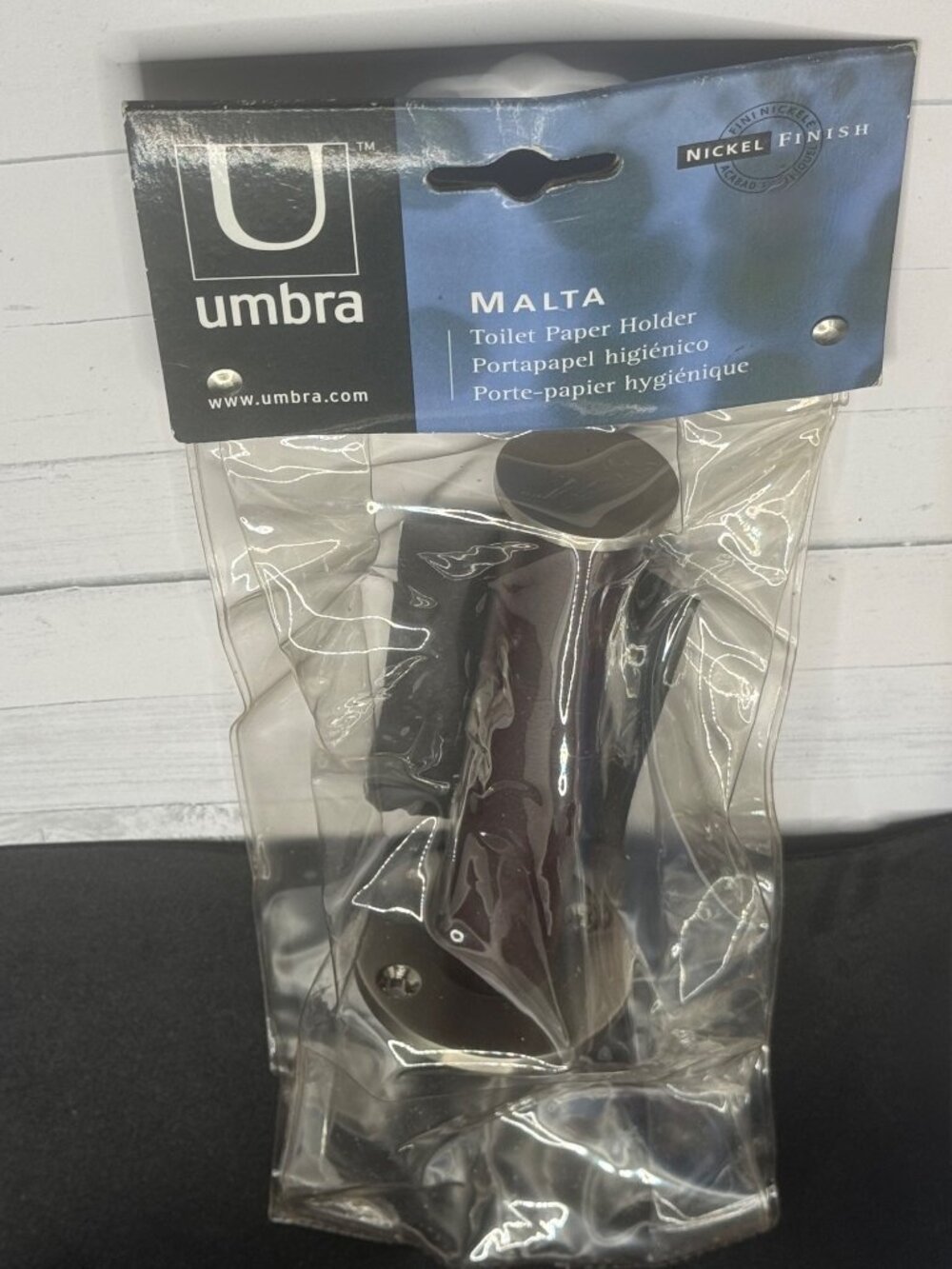 Umbra Malta Toilet Paper Holder Nickel Finish Wall Mount Bath Accessory